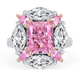 Gorgeous 4CT VVS High Quality AAAAA High Carbon Pink Sapphire Emerald Gemstone Fine Rings for Women