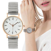 Simple Digital Design Quartz Watch Casual Stainless Steel Stretch Buckleless Strap Women's Fashion Dress Watches