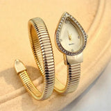 New Snake-Shaped Water Drop Headed Stainless Steel Strap Elegant Quartz Watch