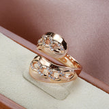 Super Trendy Fashion Geometry Filled 14K Rose Gold AAA Zircon Dimonds Ring for Women - Fine Bride Jewellery