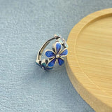 Cloisonne Handmade Enamel Flower Ethnic Style Blue Fashionable Creative Rings