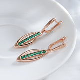 14 Karat Filled Gold Delicate Shiny Green AAA Zircon Crystals Long Dangle Womens Earrings