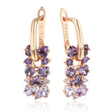 14 Karat Gold Filled Shiny Purple AAA Zircon Crsytals Trendy Drop Earrings For Women