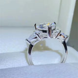 Superb 1/2/3/4CT Heart Cut VVS1 D Colour Moissanite Diamond Engagement Silver Ring
