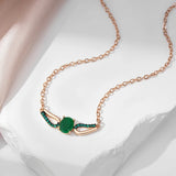 Superb Dark Green Rolled 14K Rose Gold AAA Zircon Crystals Pendant Necklace For Women -  Luxury Jewellery