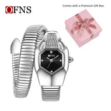 Snake Shape Design Exquisite Fashion Casual Waterproof Copper Band Wristwatch
