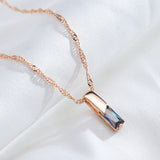 14K Gold Filled Square Multicolour AAA Zircon Crystal Pendant Necklace for Women