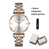 Luxury Elegant Fashion Round Dial Stainless Steel Ladie's Watch Japan Movement Quartz Rose Gold Plated Wristwatches