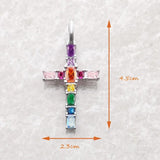 Brand New Pendant Cross with Colourful AAA Cz Crystals 925 Sterling Silver Bohemian Fine Jewellery Gift For Women - The Jewellery Supermarket