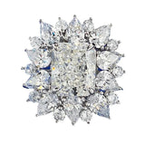 Fascinating Silver New AAAAA High Carbon Diamond 9 * 11mm Rectangular Ice Flower Cut Party Luxury Ring - The Jewellery Supermarket