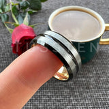 New Arrival Matte Finish Beveled Grooved 8mm Two-Tone Tungsten Carbide Comfortable Fit Wedding Rings - The Jewellery Supermarket