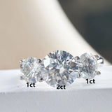 Real 2-4ct D Coluor Round Cut 3 Stone Moissanite Diamond Wedding Engagement Promise Rings 925 Silver Fine Jewellery