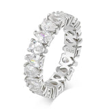 Pear Cut VVS1 D Colour Moissanite Diamonds Full Eternity 925 Sterling Silver Ring