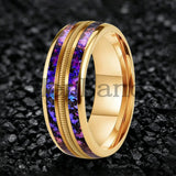Orion Nebula and Rose Gold Guitar String Inlay Men Women Tungsten Carbide Rings