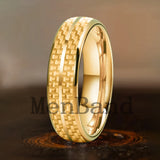 Carbon Fiber Inlay 4/6/8mm Gold Tungsten Engagement Wedding Rings for Men Women