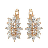 Dazzling 14K Rolled Rose Gold AAA Zircon Damonds Drop Luxury Earrings For Women - Fashion Wedding Party Jewellery