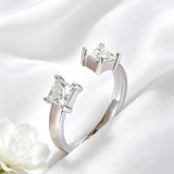 New Design 1 Carat Princess Cut VVS1 D Colour Moissanite Silver Engagement Ring