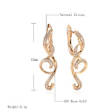 14K Gold Filled New Long AAA Zircon Diamonds Clip  Flower Slim Drop Elegant Earrings