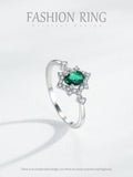 Elegant Deep Green Oval AAAA Lab Created Diamond Crown 925 Sterling Silver Ring