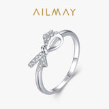 Cute Bowknot 925 Sterling Silver AAAA Lab Created Diamond Romantic Fine Ring