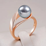 14 Karat Rolled Gold Elegant Grey Pearl Fashion Jewellery Rings For Women