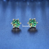 VVS1 Sterling Silver White Pink Yellow Red Orange Moissanite Diamonds Stud Earrings