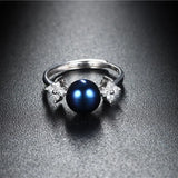 High Quality White,Pink,Purple,Black,Gold Pearls AAA Zircon Diamonds Silver Rings
