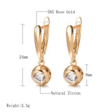 Marvelous Round Sparkling Rolled 14K Rose Gold AAA Zircon Diamonds Pendant Earrings For Women  Jewellery