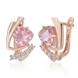 14 Karat Gold Filled Shiny Pink AAA Zircon Crystals Fashion Jewellery Earrings For Women