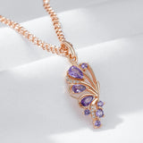 14K Filled Gold Fashion Lilac With Purple AAA Zircon Crystals Pendand Necklace For Women