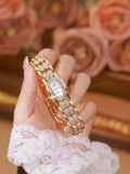Fashion Gold Bracelet Stainless Steel Quartz Vintage Ladies Watches -  Zircon Diamonds Wristwatches Gifts for Women