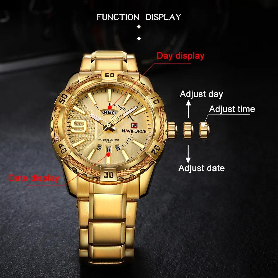 Luxury Brand Original Fashion Quartz Classic Watches For Men -  Waterproof Military Steel Band Men's WristWatches - The Jewellery Supermarket