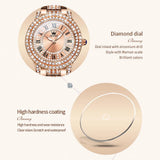 Top Brand Fashion Original Roman Inlaid Zircon Dial Quartz  Waterproof Wrist Watch ForLadies - Ideal Gifts