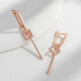 Glossy 14Karat Filled Gold AAA Lab Created Zircon Diamonds Long Dangle Earrings
