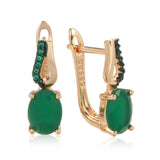 14 Karat Gold Filled Dark Green AAA Zircon Crystals Elegant Drop Earrings For Women
