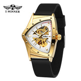 Military Triangle Steel Skeleton Automatic Movement Sports Mechanical Luxury Waterproof Silicone Strap Wristwatches