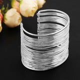 New Fashion Women's Multilayer Metal Wires Strings Wide Arm Cuff  Bracelet Bangle For Women