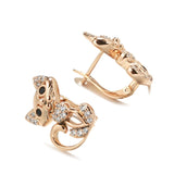 Cute Kitten 14K Rolled Gold AAA Zircon Diamonds Earrings Daily Fine Jewellery