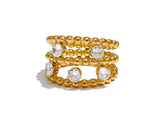 18K Gold Plated Exquisite Stainless Steel AAA Cubic Zirconia Multi Layer Stylish Ring