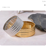 New Trendy Stainless Steel Elastic Metal Wide Bracelet Bangle Gold Silver Colour High Quality Jewellery - The Jewellery Supermarket