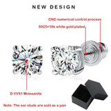 Classic Sparkling 18KGP 1ct Moissannite Diamonds Stud Earring for Women/Men, Fine Jewellery - The Jewellery Supermarket