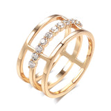Amazing 14K Rolled Gold Geometry AAA Zircon Diamonds Glossy Ring Trendy Jewellery