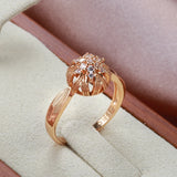 14K Filled Gold AAA Zircon Diamonds Personality Spherical Geometric Hollow Elegant Ring