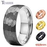 Multi-Faceted Hammered Brushed Finish 4/6/8MM Men Women Tungsten Wedding Rings