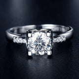 Real 0.5-2 Ct VVS1 Moissanite Diamond Solitaire Rings,  Silver Round Brilliant Diamond Engagement Wedding Jewellery