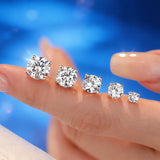 Dazzling 0.3CT 0.5CT 2CT Silver Square Round Moissanite Diamonds Stud Earrings