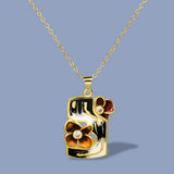 Exquisite Geometric AAA Zircon Diamond Hollow Flower Handmade Enamel Pendant