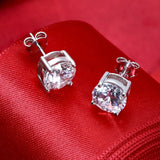 Top Quality 0.5-2 Carat 8.0mm D Colour Moissanite Diamonds Silver Stud Earrings