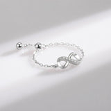 Silver AAAA Simulated Diamonds Trendy Infinite Love Symbol Chain Ring For Women - Original Fine Jewellery - The Jewellery Supermarket