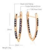 Awesome V-shaped Geometric Design Filled 14K Rose Gold Double Purple AAA Zircon Crystals Drop Quality Earrings